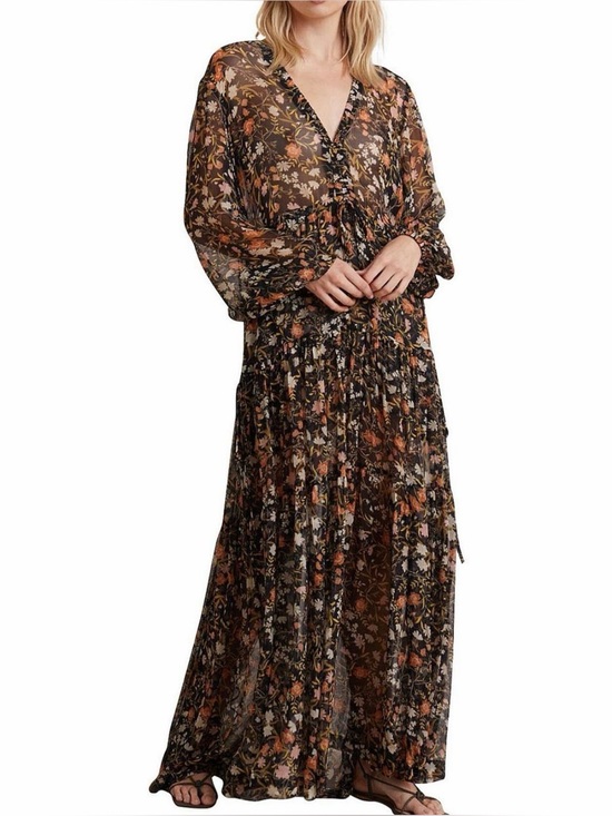 Bec & Bridge Dresses & Skirts - Bec and Bridge Nightshade Silk Floral Long Sleeve Tiered Maxi Dress Sz 4 Boho